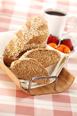Round brown bread  with seeds and spices