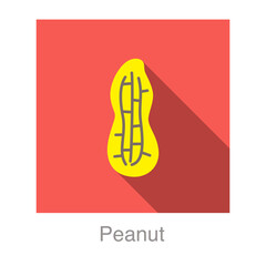 Peanut flat icon, vector illustration