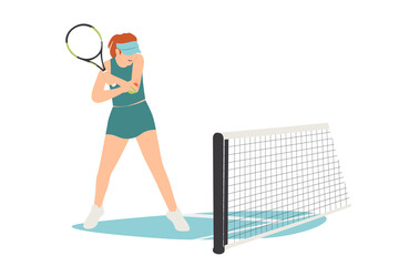 Injured Tennis Player Sprained Elbow Vector Illustration - obrazy, fototapety, plakaty