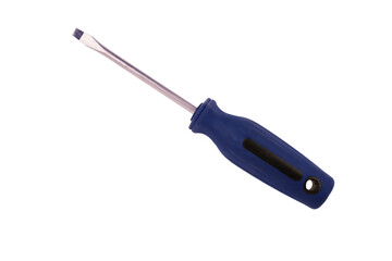 Screwdriver tool disposed by diagonal, isolated on white background. Cut out.