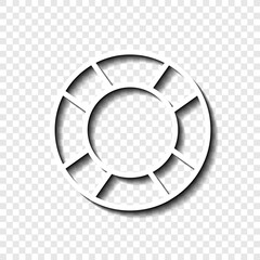 Lifebuoy simple icon. Flat desing. White with shadow on transparent grid.ai