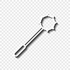 Mace simple icon. Flat desing. White with shadow on transparent grid.ai