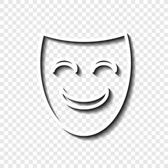 Mask simple icon vector. Flat desing. White with shadow on transparent grid.ai