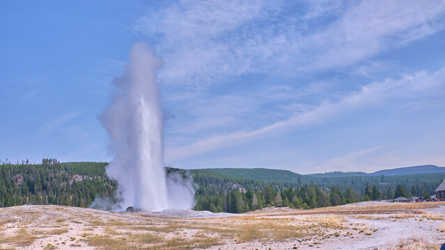 Old Faithful Geyser Eruption In Yellowstone