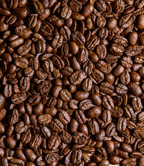 Roasted coffee beans with background