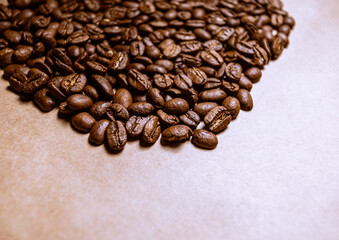 Roasted coffee beans with background