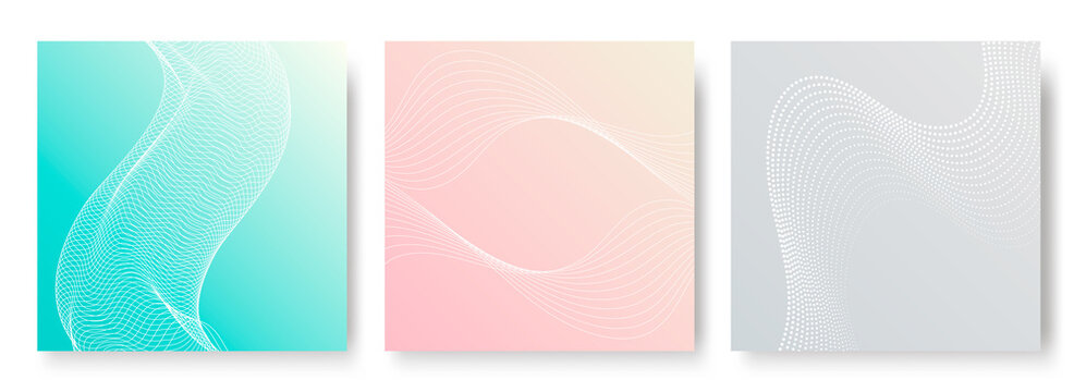 Minimal dynamic covers design with wavy simple lines. Abstrac striped wave background.