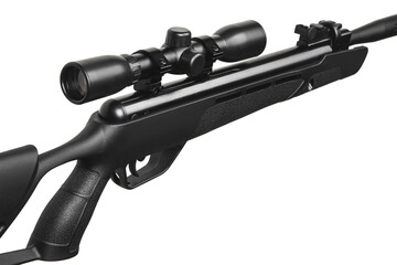 A modern air rifle with a futuristic design. Pneumatic weapons for sports and entertainment....