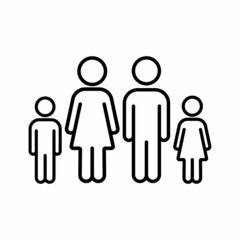 Family icon vector illustration. Mother, father, daughter and son design concept. Outline style