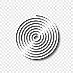 Spiral simple icon. Flat desing. White with shadow on transparent grid.ai