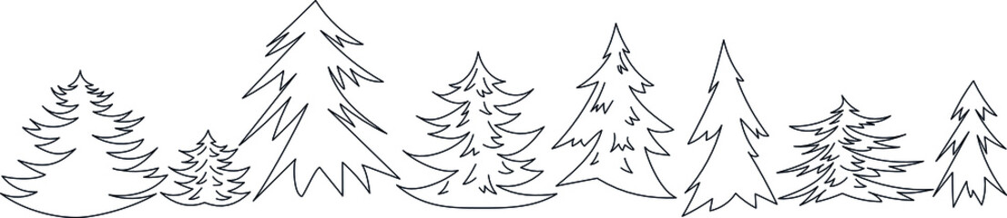 Vector linear Christmas tree trees