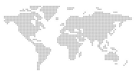 World map of dots, led uppercase English alphabet, vector illustration