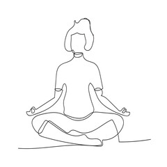 Continuous line drawing. woman doing exercise and yoga style .illustration icon vector