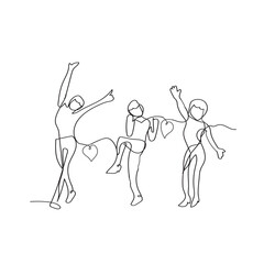 Fototapeta na wymiar Continuous line drawing. Illustration icon vector. crowd of happy and cheerful people standing style