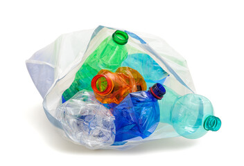 Recycling bag with plastic bottles