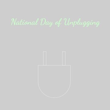 National day of unplugging text banner with plug icon against purple background