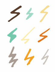 lightning drawn, vector illustration set  