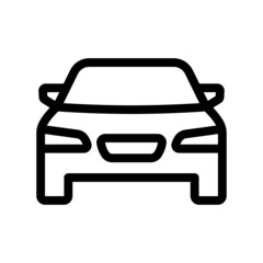Car icon. Black contour linear silhouette. Front view. Vector simple flat graphic illustration. Isolated object on a white background. Isolate.