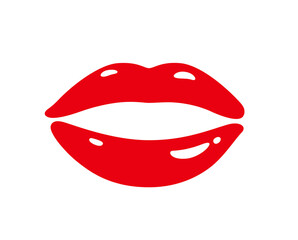 Red sexy female lips isolated on a white background,
