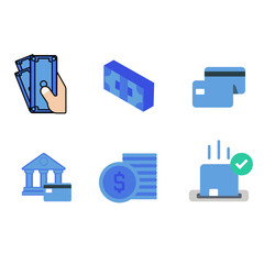 monetary attributes set of blue icons vector graphics eps 10