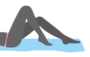 sexy girl leg series, woman lying on the towel, vector