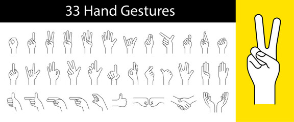 hand gesture icon set, vector illustration