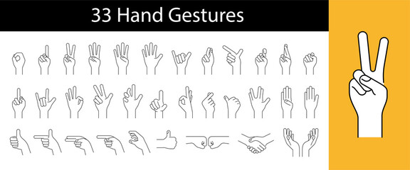 hand gesture icon set, vector illustration