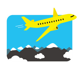 The private plane fly over the mountain, vector illustration