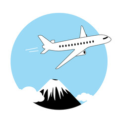 Fototapeta premium The plane fly over the snow mountain, vector illustration