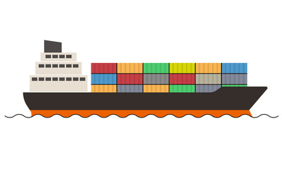 Cargo ship flat icon design vector illustration