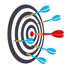 Dart hit to the red point, Success Business Concept. vector illustration