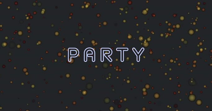 Animation of party over black background with dots