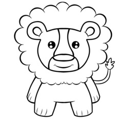 Cute lion coloring page for kids illustration