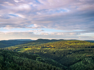 Fototapeta premium Quirl in der Sächsischen Schweiz - Aussicht Richtung Hoher Schneeberg