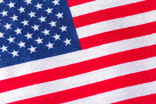 Close up image of the flag of United States of America.