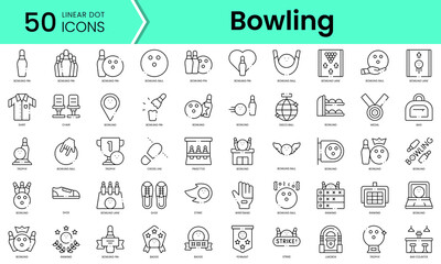 Set of bowling icons. Line art style icons bundle. vector illustration