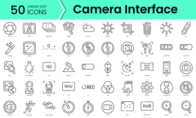Fototapeta na wymiar Set of camera interface icons. Line art style icons bundle. vector illustrationWeb