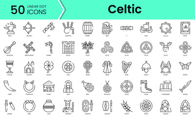 Set of celtic icons. Line art style icons bundle. vector illustration