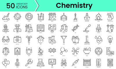 Set of chemistry icons. Line art style icons bundle. vector illustration - obrazy, fototapety, plakaty