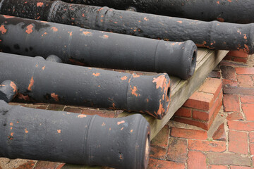 Historic civil war cannons awaiting restoration
