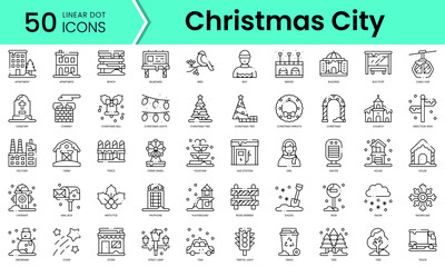 Fototapeta na wymiar Set of christmas city icons. Line art style icons bundle. vector illustration