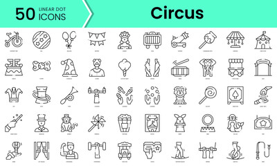 Set of circus icons. Line art style icons bundle. vector illustration
