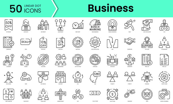 Set of business icons. Line art style icons bundle. vector illustration