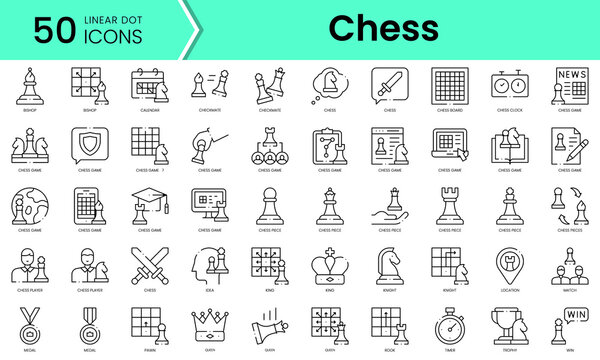 Set of chess icons. Line art style icons bundle. vector illustration