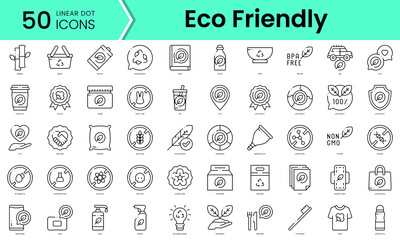 Set of eco friendly product icons. Line art style icons bundle. vector illustration
