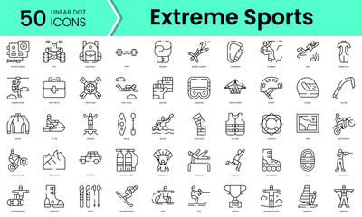Obraz na płótnie Canvas Set of extreme sports icons. Line art style icons bundle. vector illustration