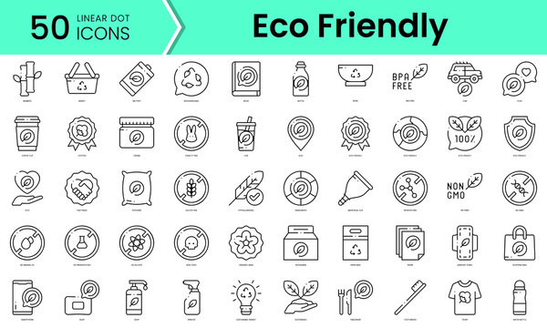 Set of eco friendly product icons. Line art style icons bundle. vector illustration