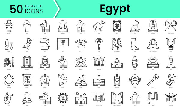 Set of egypt icons. Line art style icons bundle. vector illustration