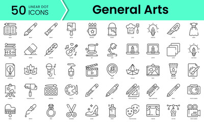Fototapeta na wymiar Set of general arts icons. Line art style icons bundle. vector illustration