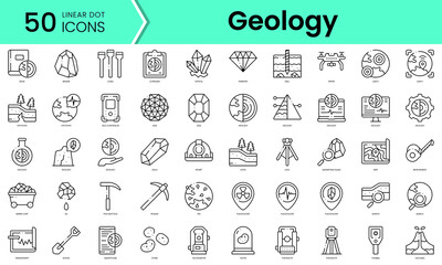 Set of geology icons. Line art style icons bundle. vector illustration - obrazy, fototapety, plakaty